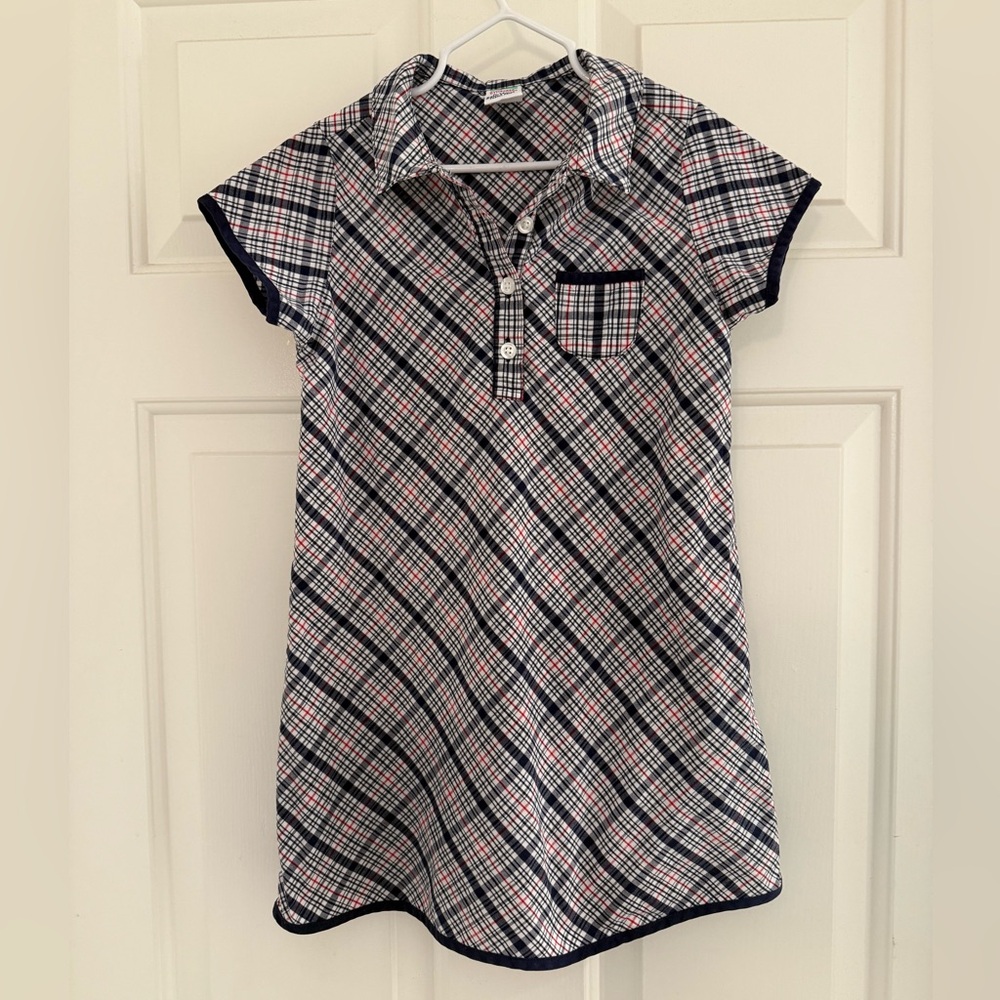 Gymboree red white and blue 4th of July cotton plaid Cherries line dress size 5